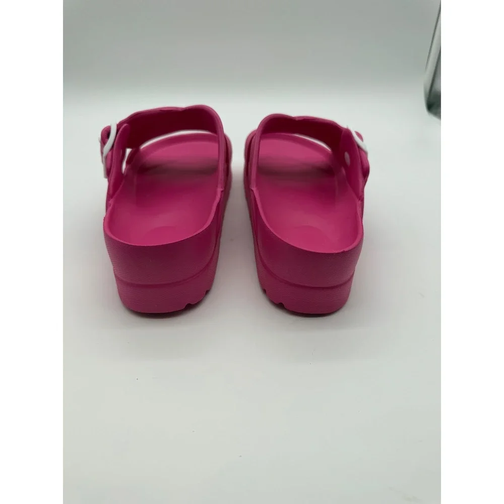 Hot Pink Platform Slide Sandals Buckle EVA Molded Shoes Womens Size 6